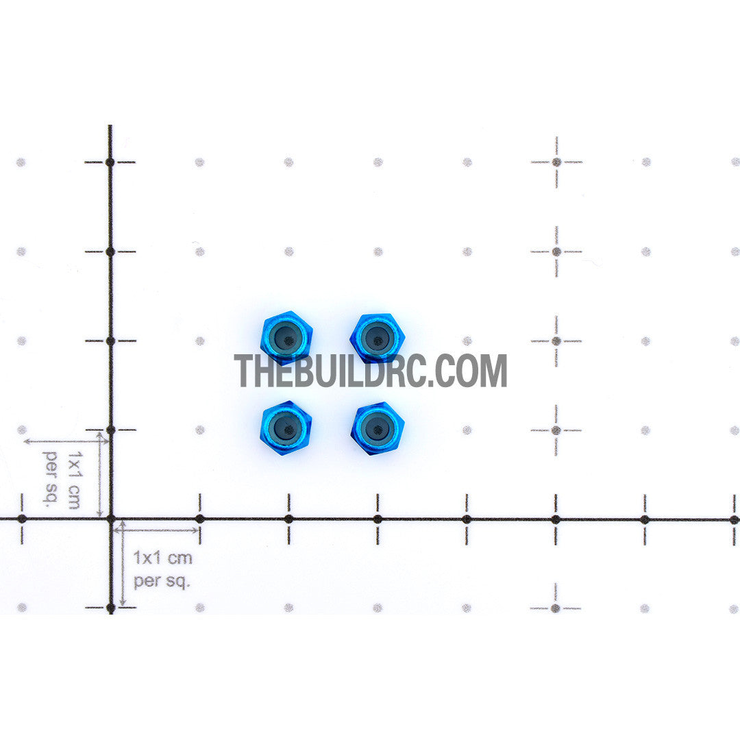 1/18 RC Car 3mm Alloy Wheel Rim Hex Lock Nut 4pcs - Light Blue