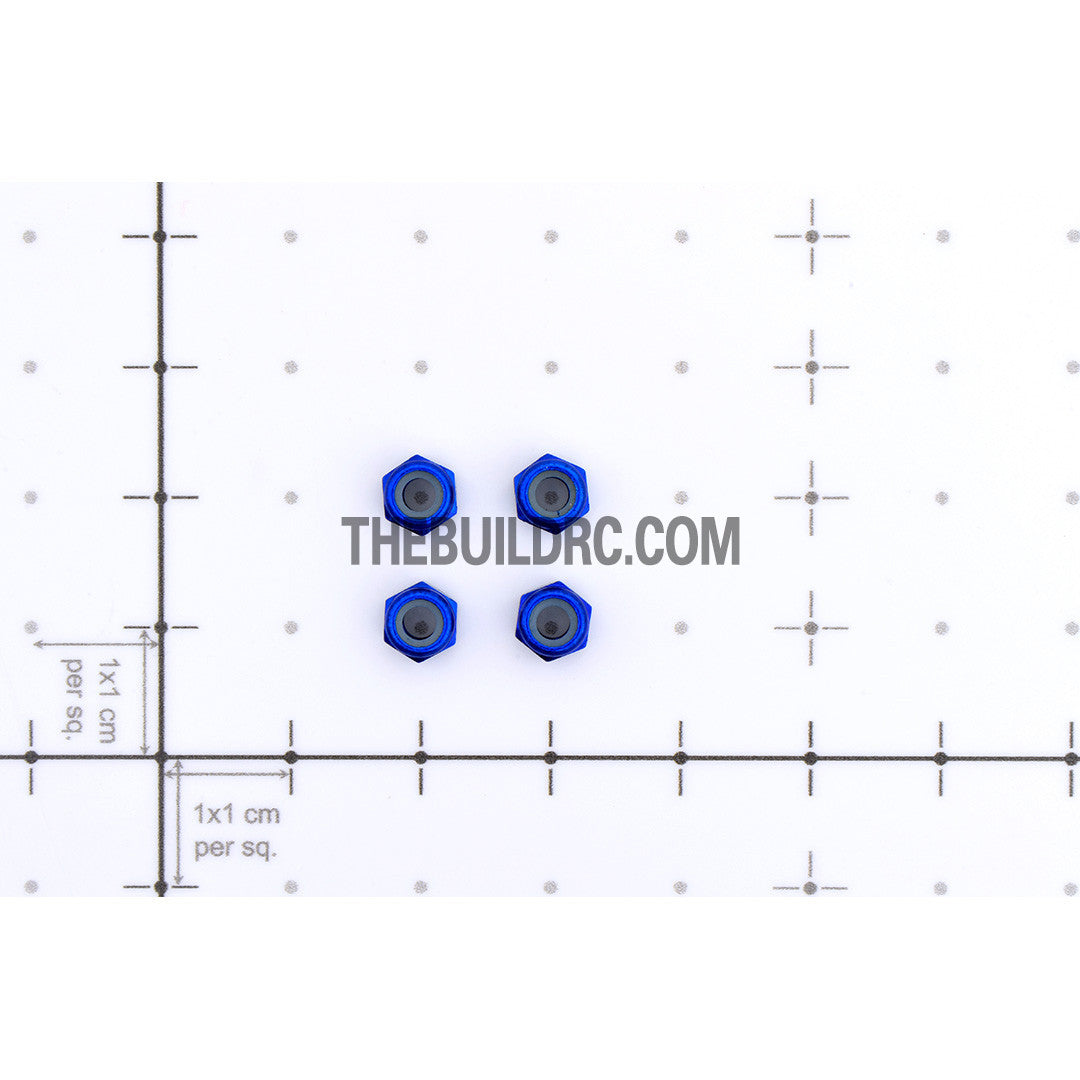 1/18 RC Car 3mm Alloy Wheel Rim Hex Lock Nut 4pcs - Dark Blue