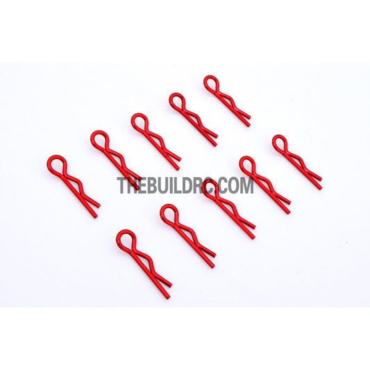 Body Clip for 1/12 - 1/18 RC Buggy Truggy Car (10pcs) - Metallic Red
