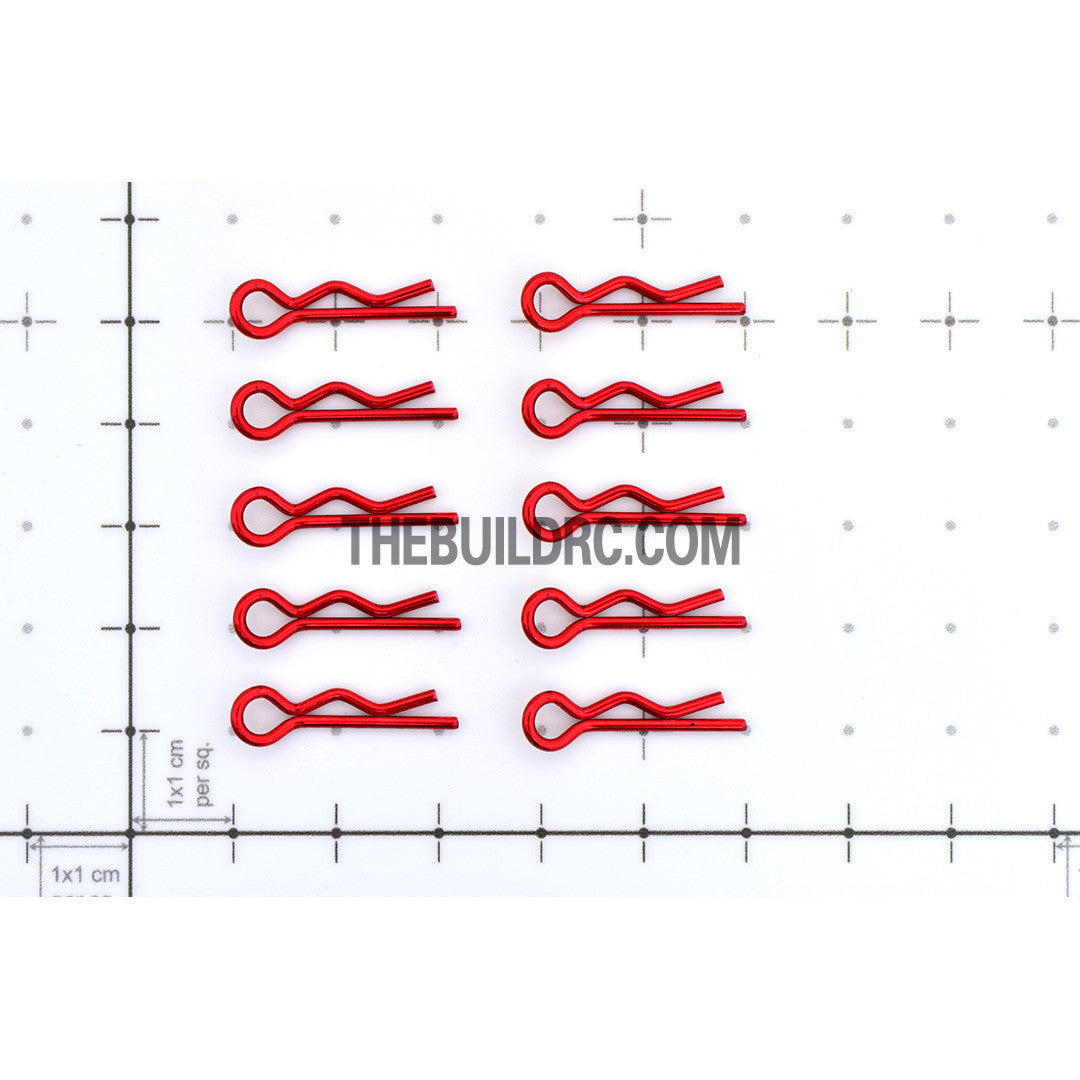 Body Clip for 1/12 - 1/18 RC Buggy Truggy Car (10pcs) - Metallic Red