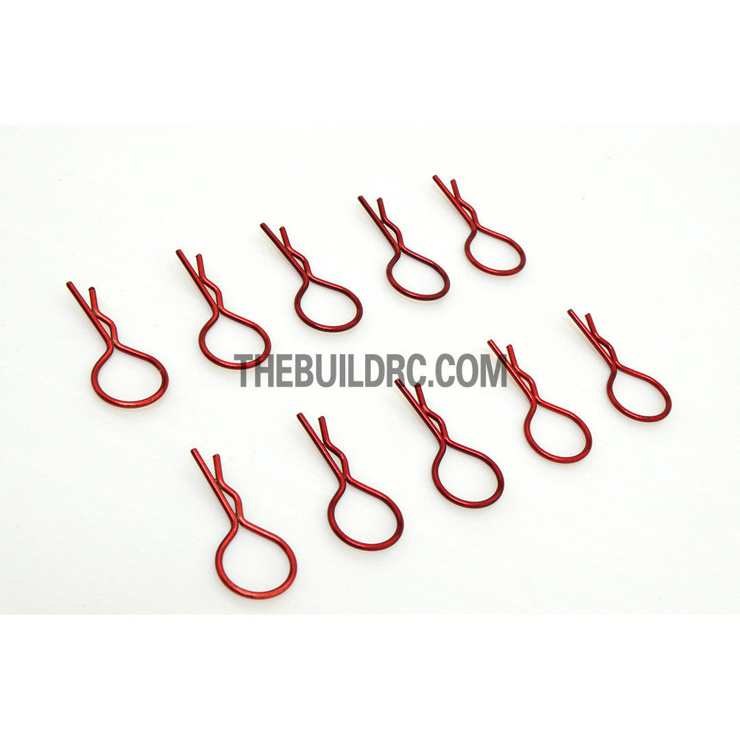 Body Clip for 1/10 RC Buggy Truggy Car (10pcs) - Metallic Red