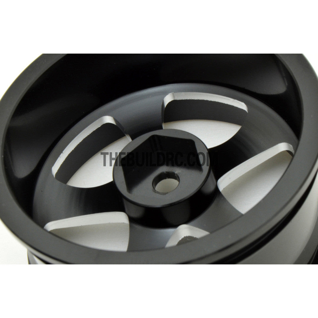 1/10 RC Car High Quality One-Piece Cast 5 Spoke Triangle Style 3mm Offset DRIFT Alloy Wheel Sports (4pcs) - Black