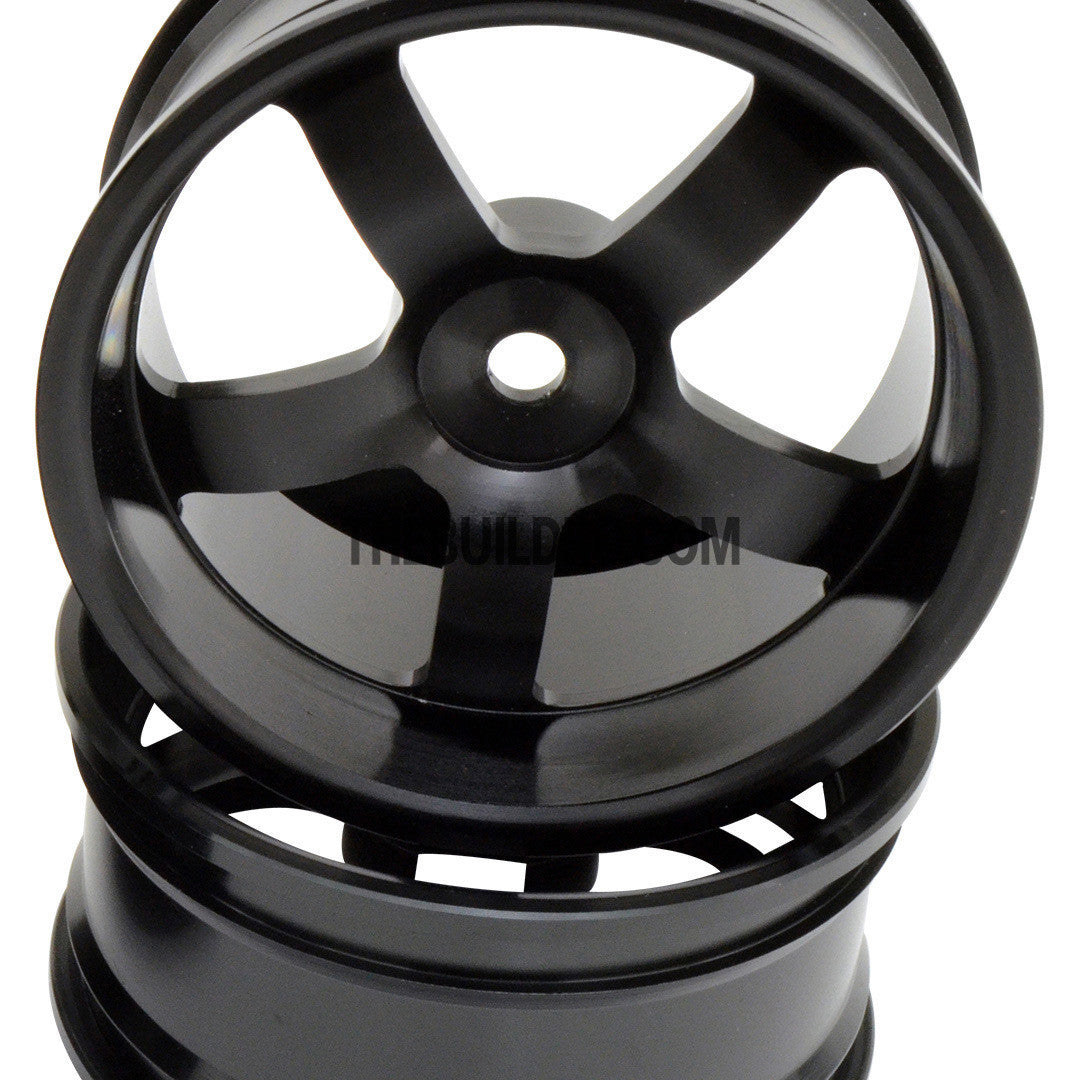 1/10 RC Car High Quality One-Piece Cast 5 Spoke 3mm Offset DRIFT Alloy Wheel Sports (4pcs) - Black