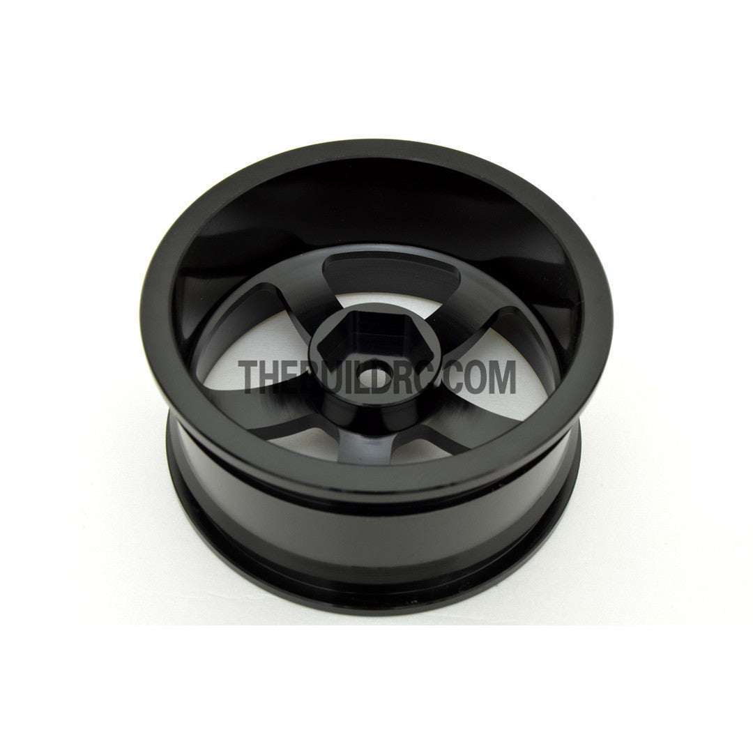 1/10 RC Car High Quality One-Piece Cast 5 Spoke 3mm Offset DRIFT Alloy Wheel Sports (4pcs) - Black