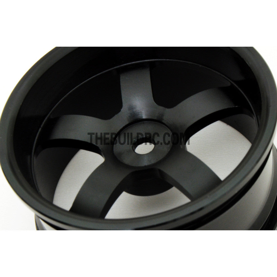 1/10 RC Car High Quality One-Piece Cast 5 Spoke 3mm Offset DRIFT Alloy Wheel Sports (4pcs) - Black