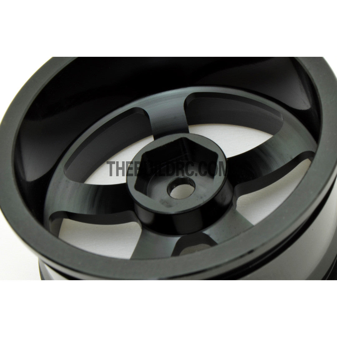1/10 RC Car High Quality One-Piece Cast 5 Spoke 3mm Offset DRIFT Alloy Wheel Sports (4pcs) - Black