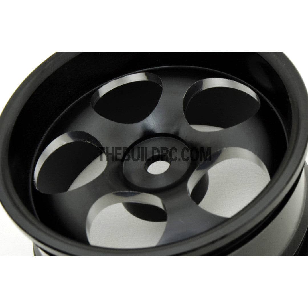 1/10 RC Car High Quality One-Piece Cast 5 Spot 3mm Offset DRIFT Alloy Wheel Sports (4pcs) - Black