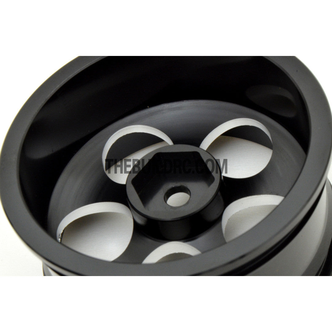 1/10 RC Car High Quality One-Piece Cast 5 Spot 3mm Offset DRIFT Alloy Wheel Sports (4pcs) - Black