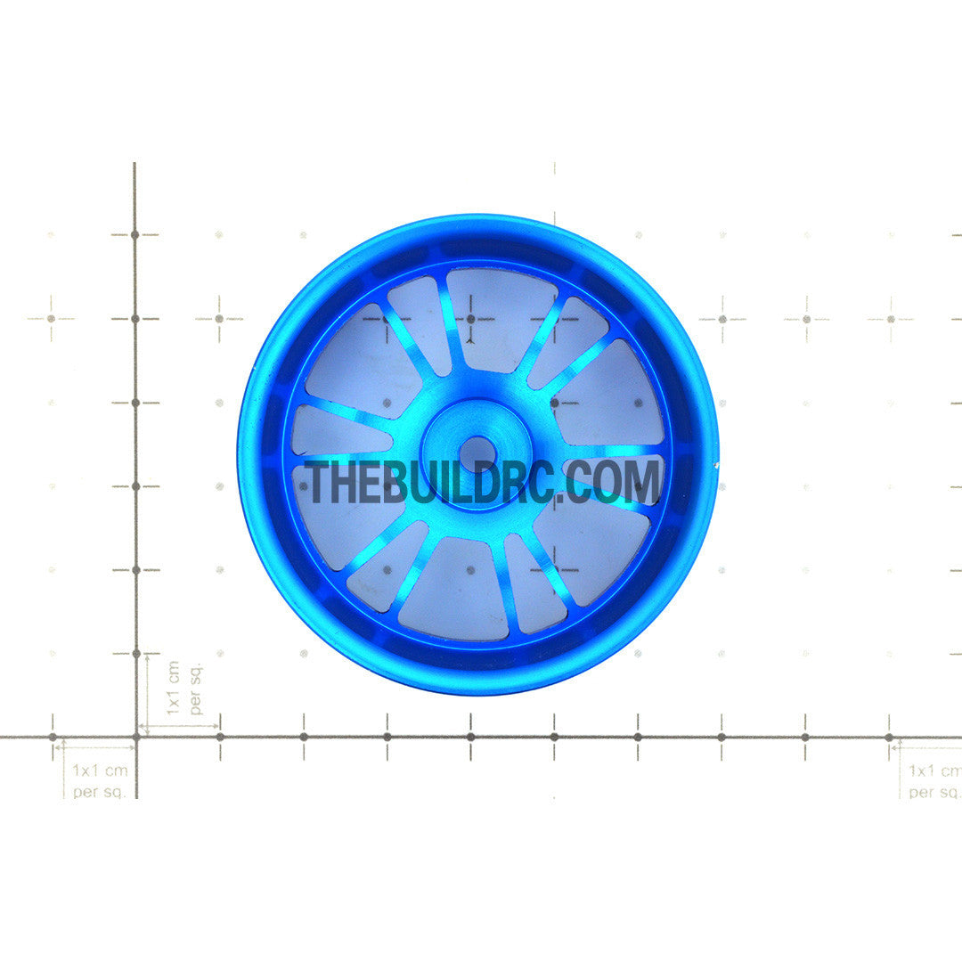 1/10 RC Car High Quality One-Piece Cast 12 Spoke 3mm Offset DRIFT Alloy Wheel Sports (4pcs) - Blue