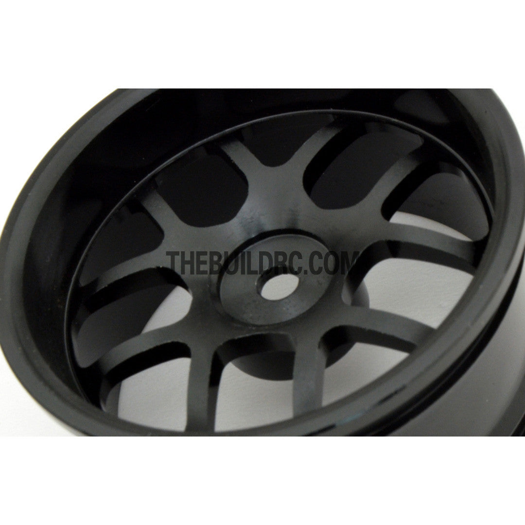 1/10 RC Car High Quality One-Piece Cast 10 Spoke 3mm Offset DRIFT Alloy Wheel Sports (4pcs) - Black