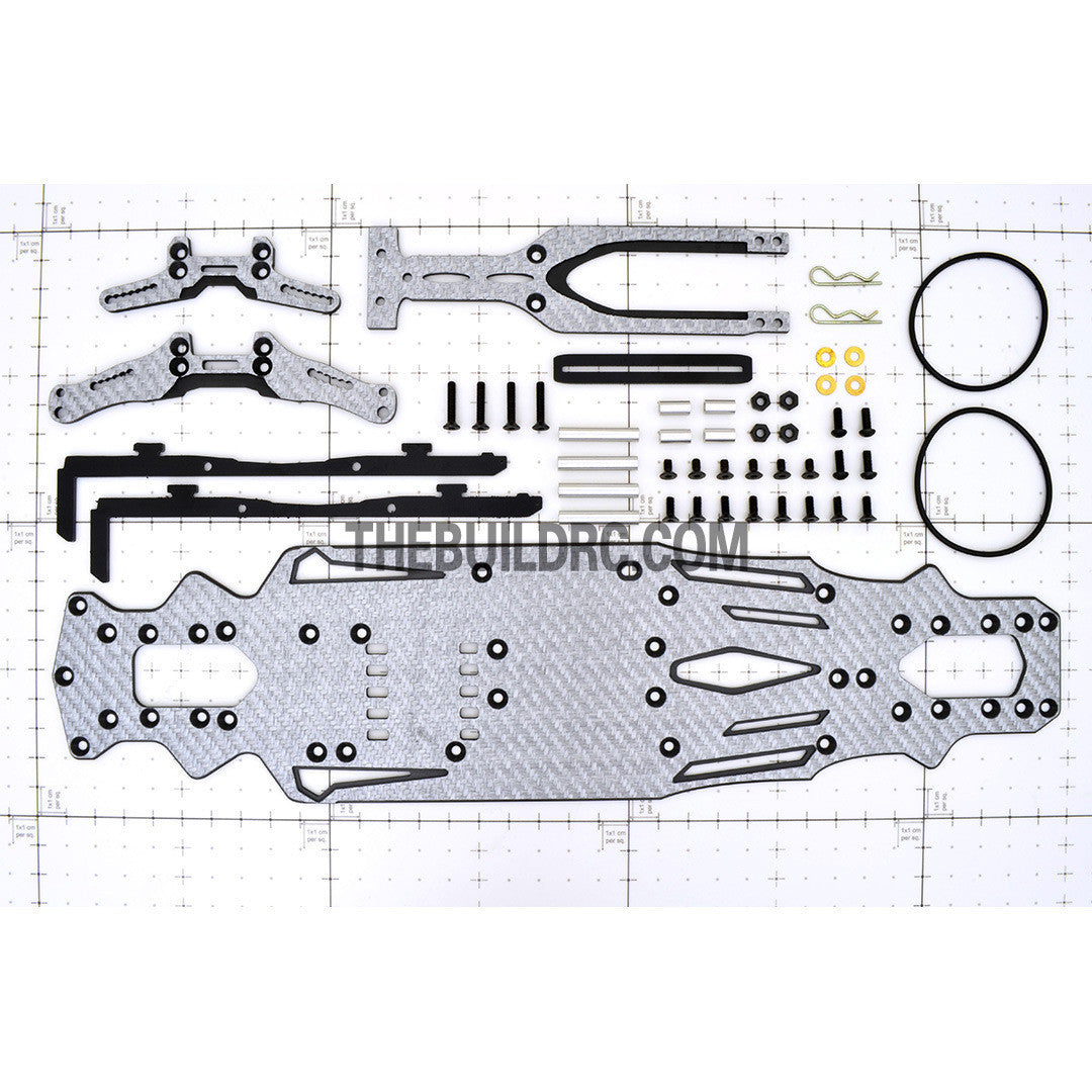 1/10 RC Car Yokomo Mission-D Drift Carbon FIber Chassis Hop Up Upgrade Kit - Silver