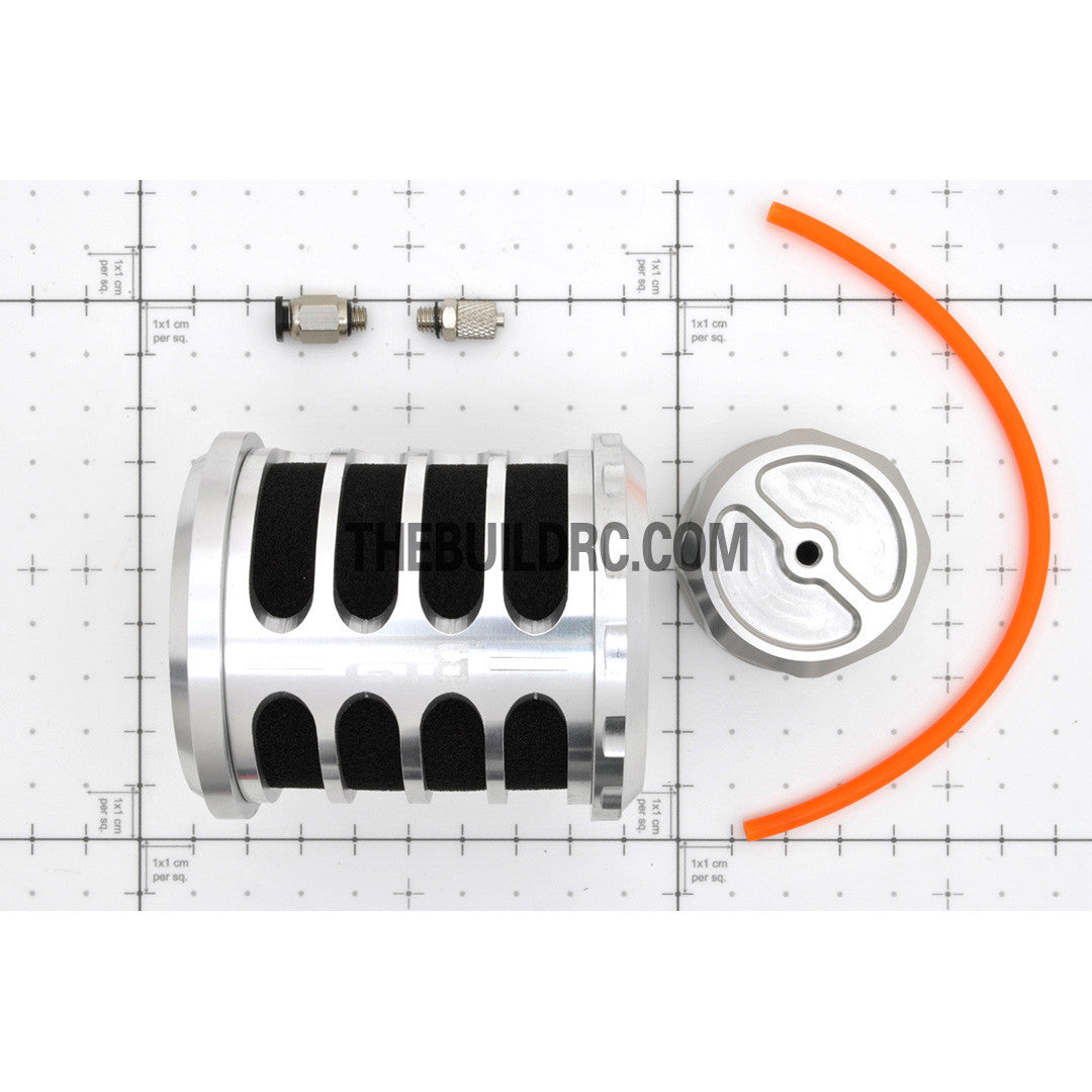KM HPI Baja 5B 5T SS-Alloy Air Filter/Vented Fuel Cap Combo - Silver