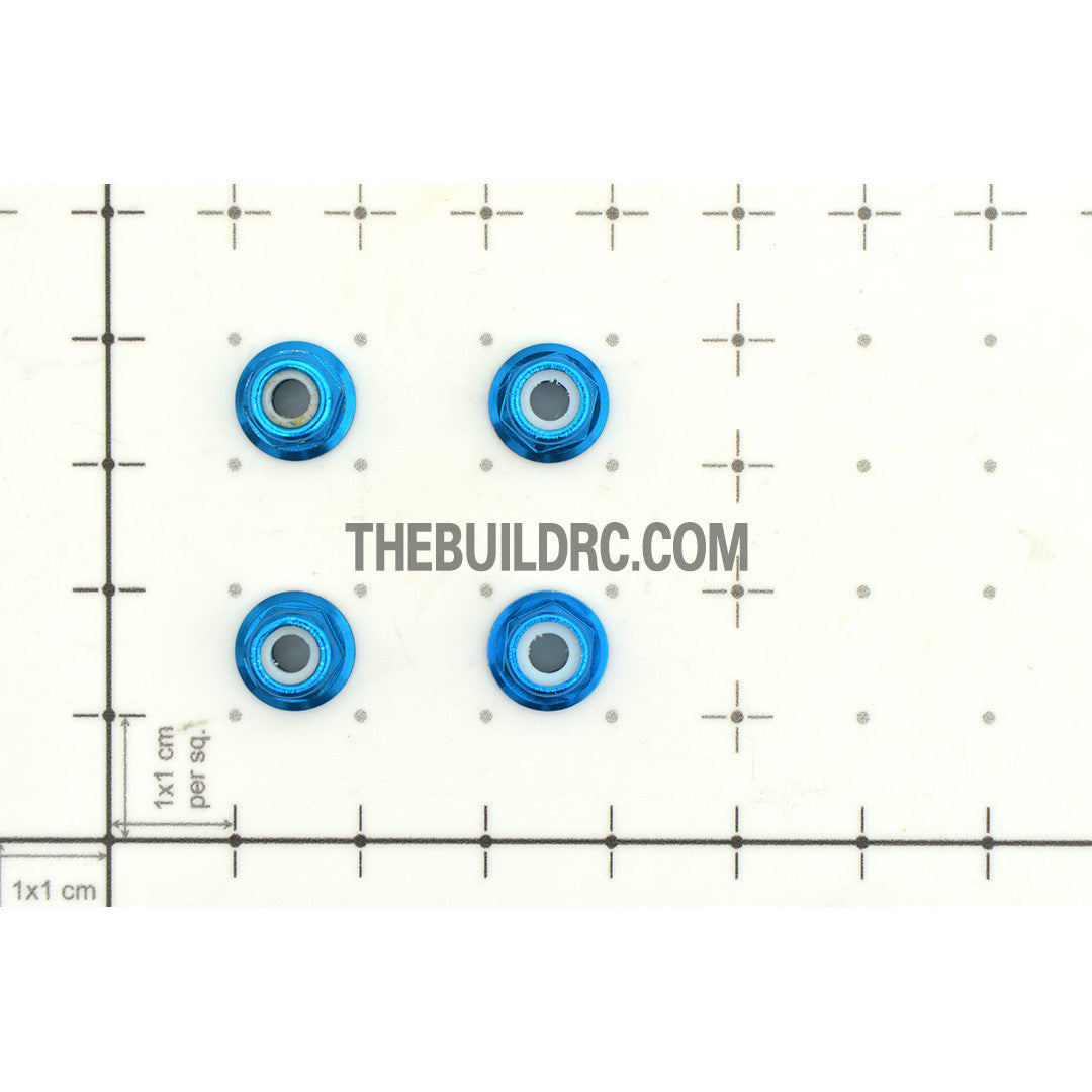 1/10 RC Car 4mm Alloy Anti-Loose Wheel Rim Lock Nut 4pcs - Light Blue