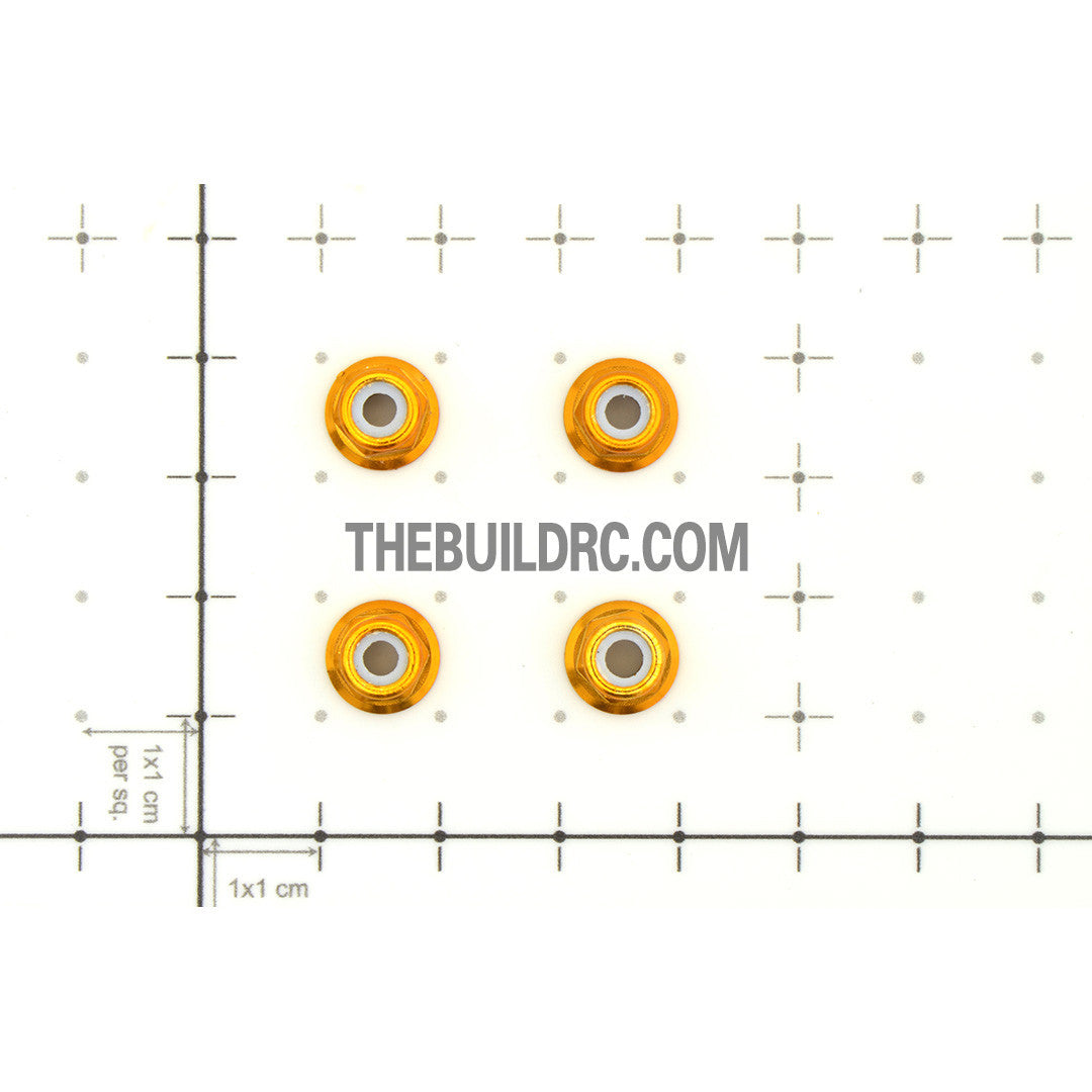 1/10 RC Car 4mm Alloy Anti-Loose Wheel Rim Lock Nut 4pcs - Gold