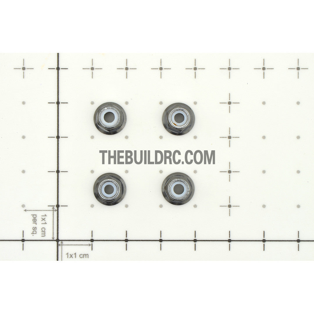 1/10 RC Car 4mm Alloy Anti-Loose Wheel Rim Lock Nut 4pcs - Grey