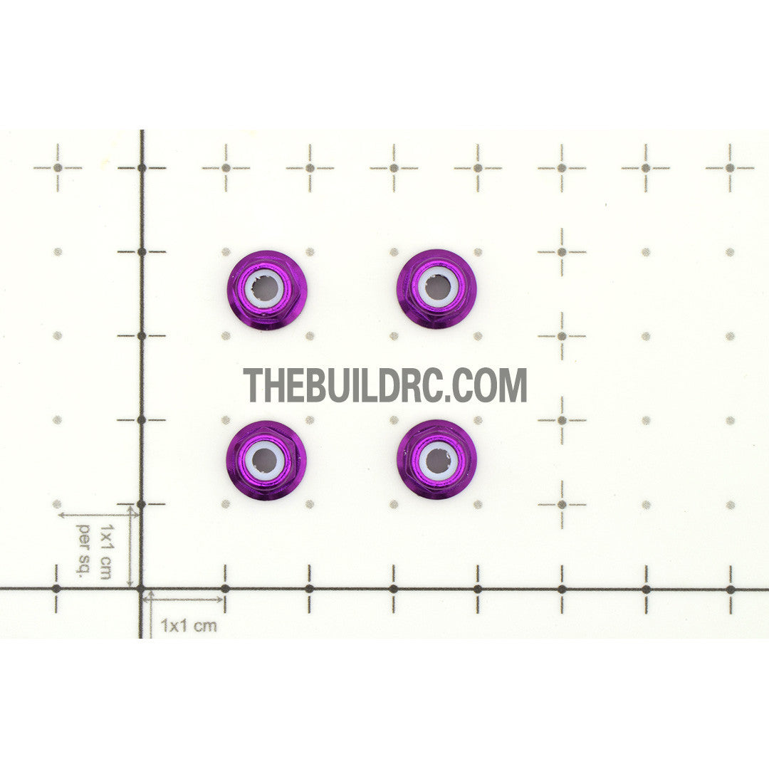 1/10 RC Car 4mm Alloy Anti-Loose Wheel Rim Lock Nut 4pcs - Purple