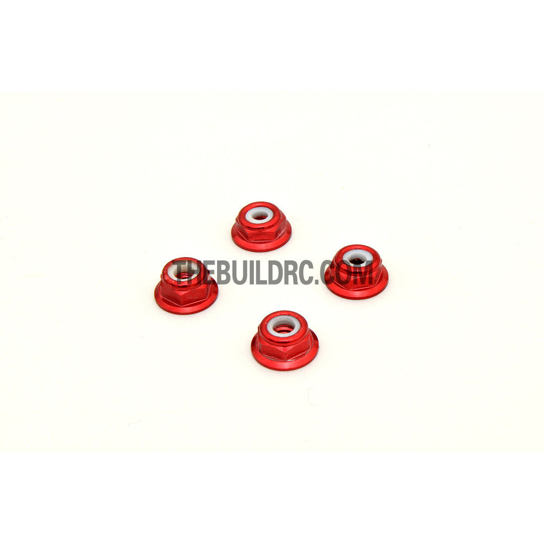 1/10 RC Car 4mm Alloy Anti-Loose Wheel Rim Lock Nut 4pcs - Red