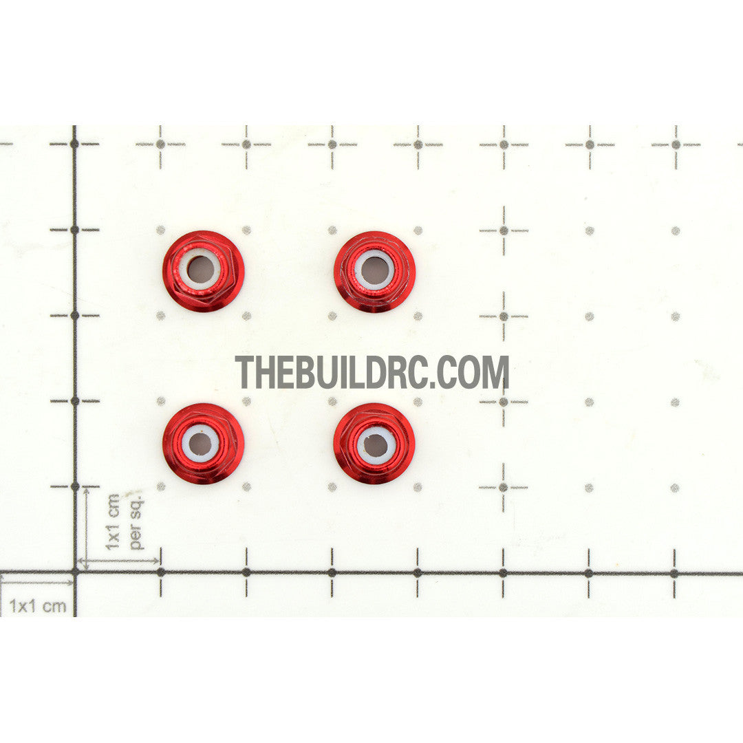 1/10 RC Car 4mm Alloy Anti-Loose Wheel Rim Lock Nut 4pcs - Red