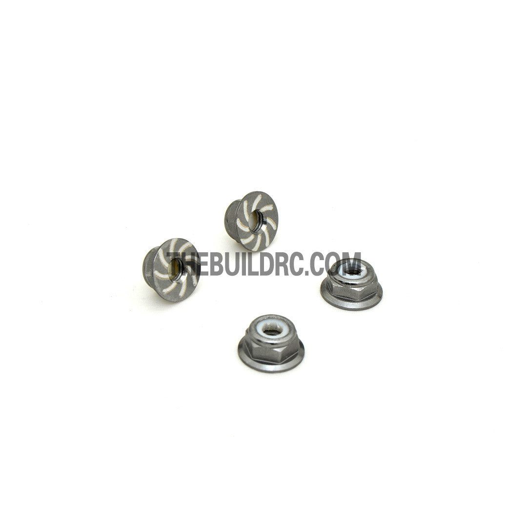 1/10 RC Car 4mm Alloy Anti-Loose Wheel Rim Lock Nut 4pcs - Silver