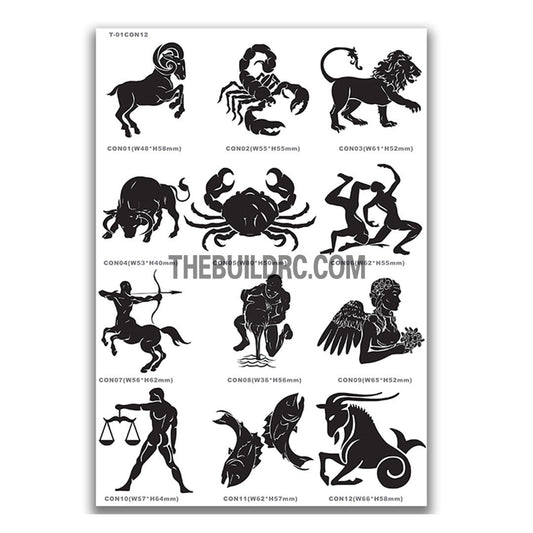 AQ Dispersible Thin Film Model Decal Black & White Zodiac