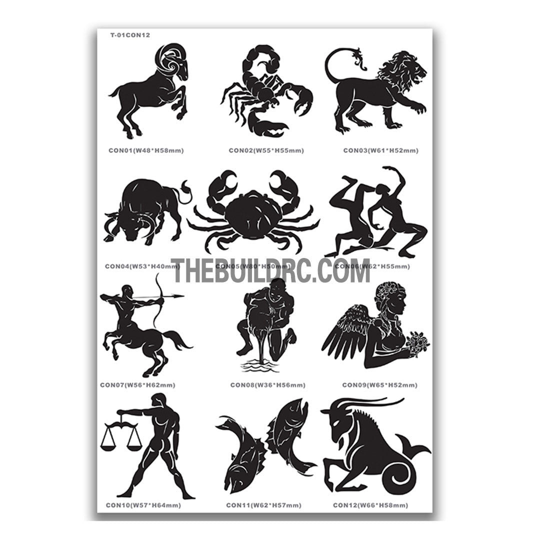 AQ Dispersible Thin Film Model Decal Black & White Zodiac