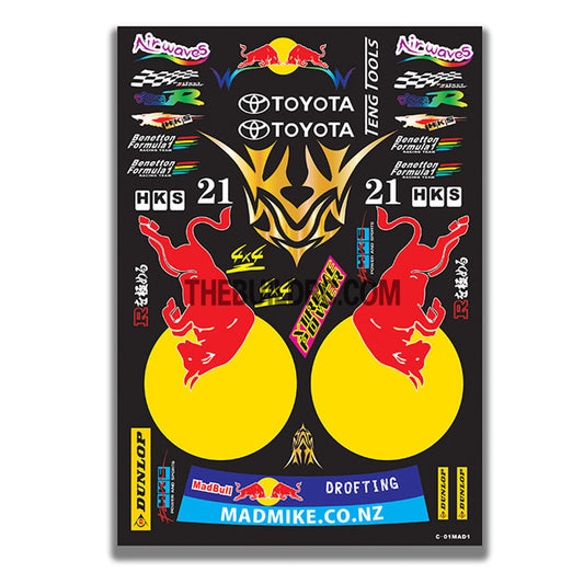 AQ Dispersible Thin Film Colour Model Decal MadBull + Brands Logos