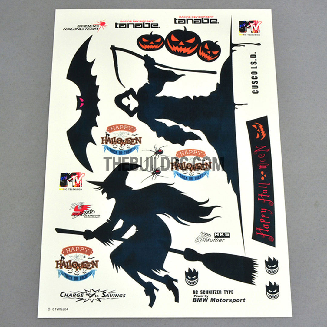 Halloween Flying Witch x Bat x Pumpkin AQ Dispersible Thin Film Color Decal