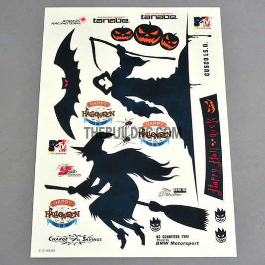 Halloween Flying Witch x Bat x Pumpkin AQ Dispersible Thin Film Color Decal