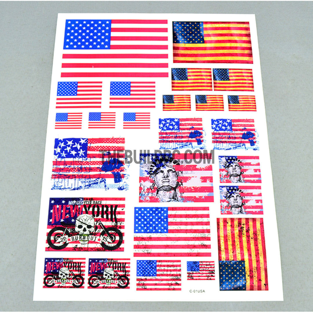 USA Flags AQ Dispersible Thin Film Color Decal